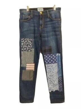 Current Elliott Fling PatchWork Multi Boyfriend Slim Skinny Jeans